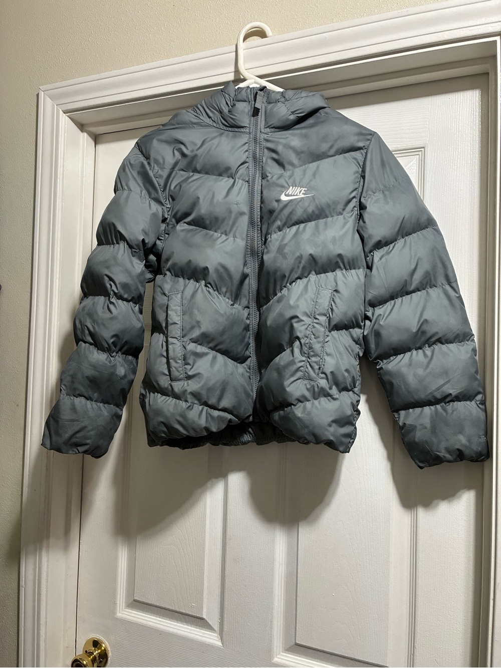 Nike Kids Grey Hooded Puffer Jacket